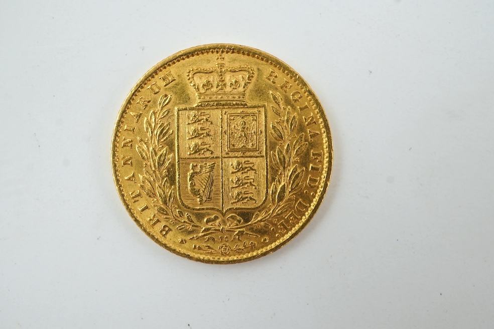 British Gold coins, Victoria, sovereign, 1866, die no. 75, about VF
